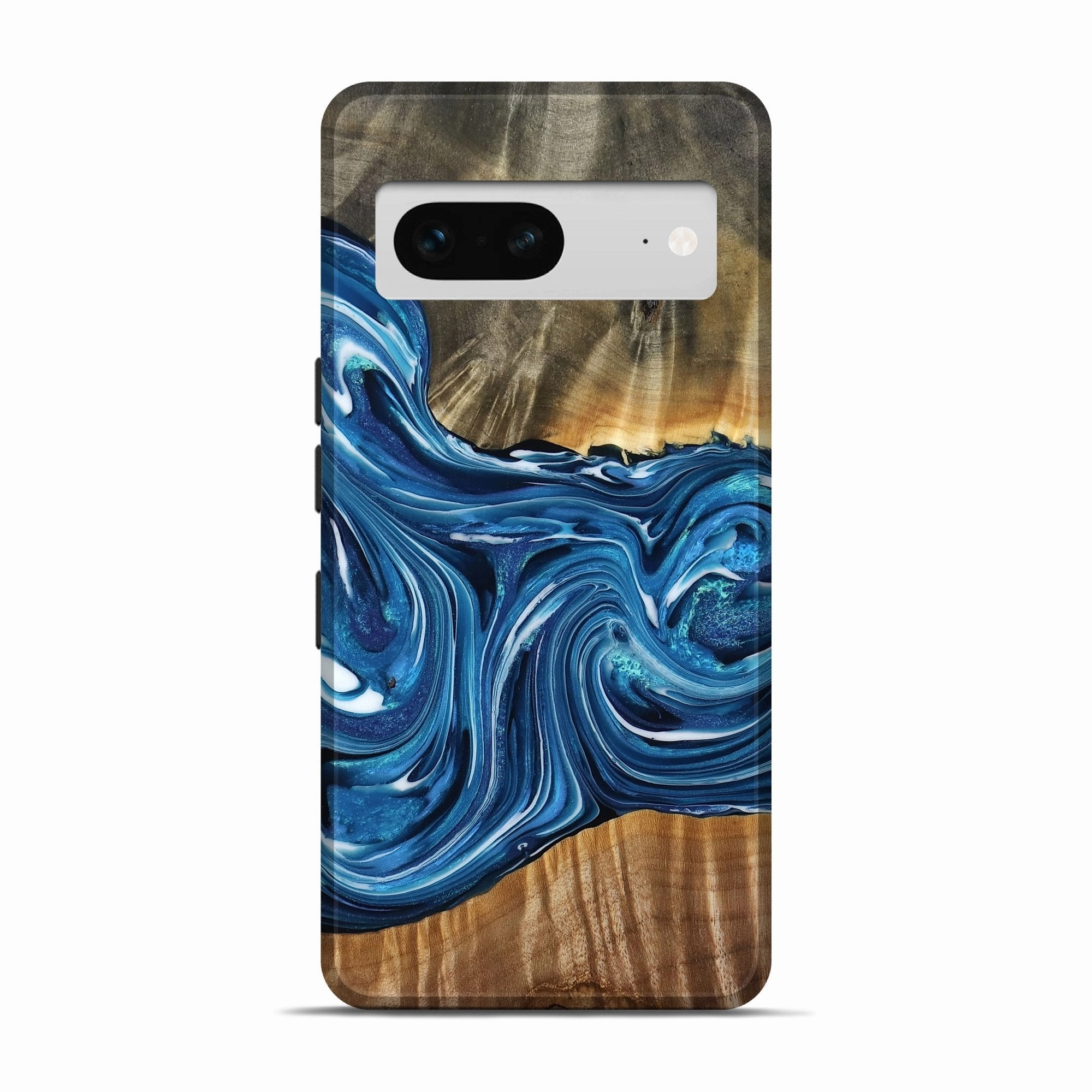 Pixel 7 Wood Live Edge Phone Case - Aila (Blue, 777367) Edge to Edge Protection