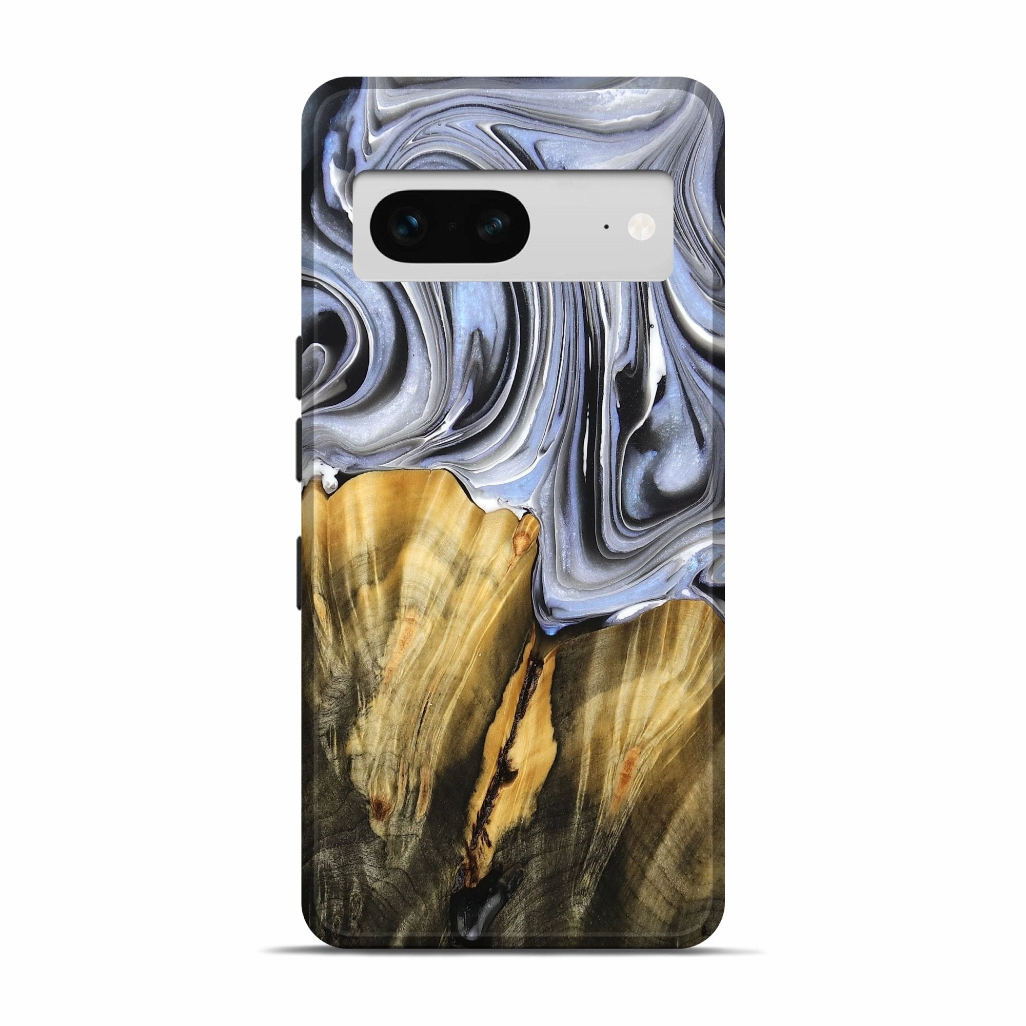Bubble Free Installation Anti Glare Film Pixel 7 Wood Live Edge Phone Case - Alisha (Black & White, 765735)