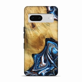 Pixel 7 Wood Live Edge Phone Case - Alize (Teal & Gold, 781259) Anti Fingerprint Shield Anti Finger Grease Film