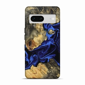 Tempered Glass Pixel 7 Wood Live Edge Phone Case - Angela (Blue, 781993)