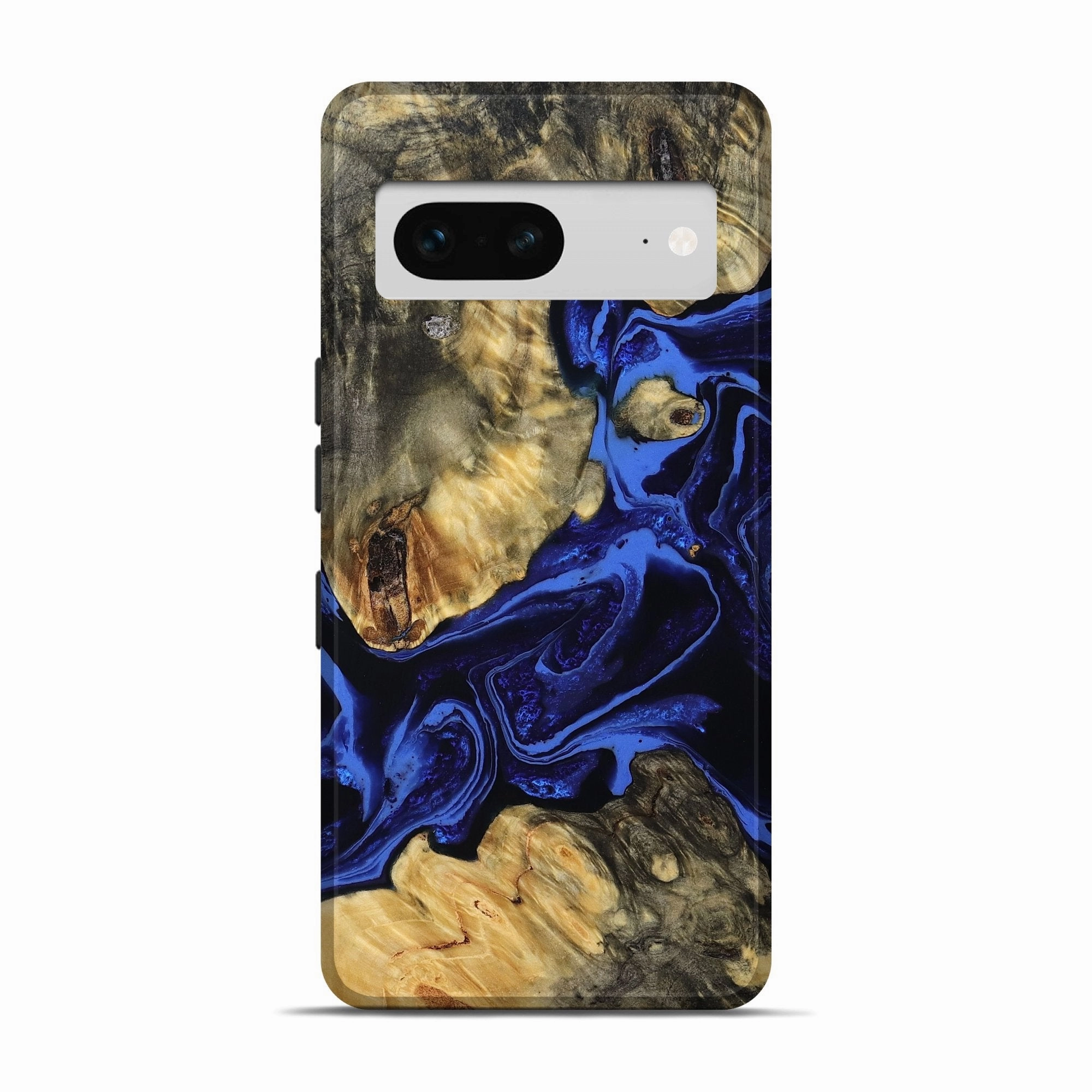 Tempered Glass Pixel 7 Wood Live Edge Phone Case - Angela (Blue, 781993)