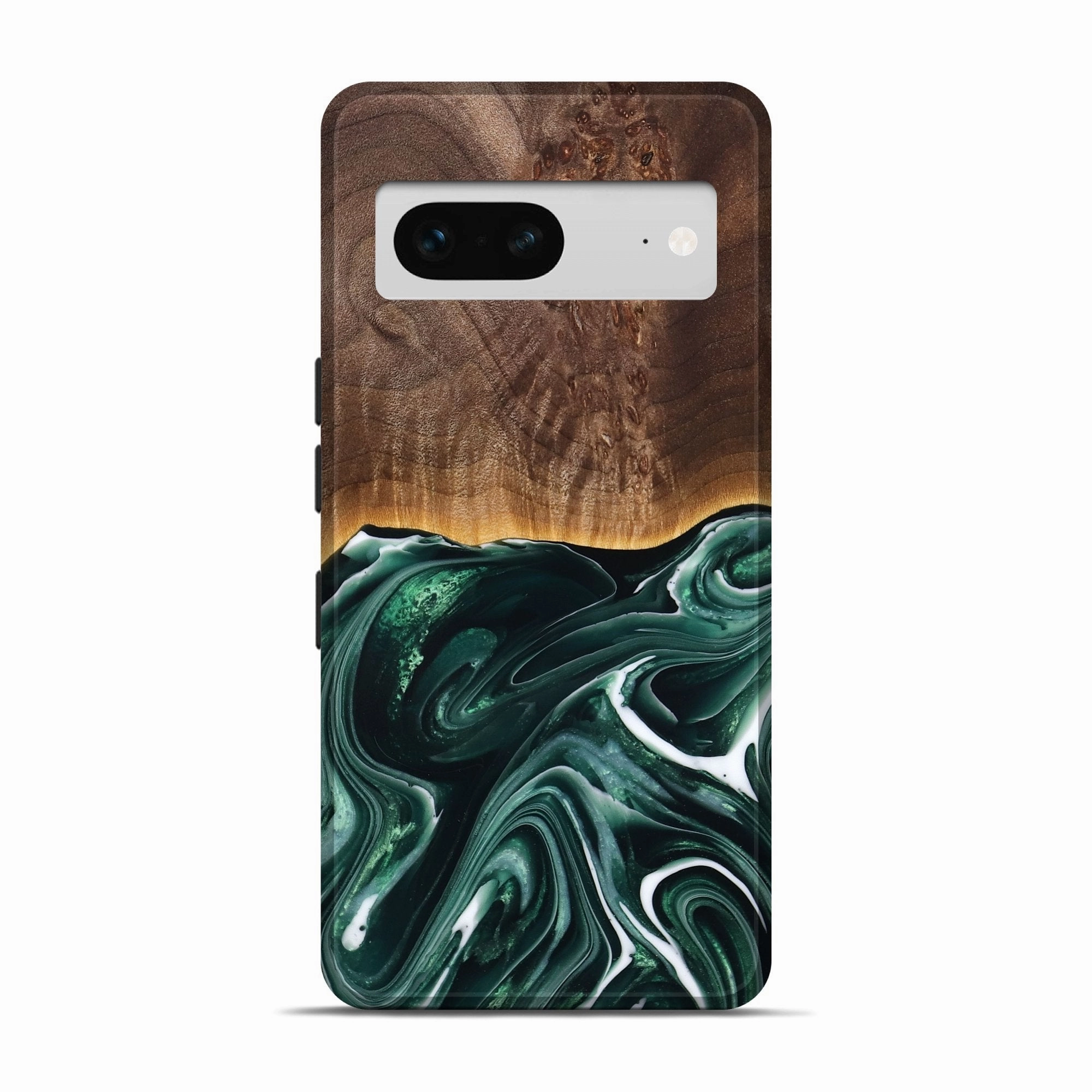Anti Finger Smear Pixel 7 Wood Live Edge Phone Case - Bear (Green, 776438)