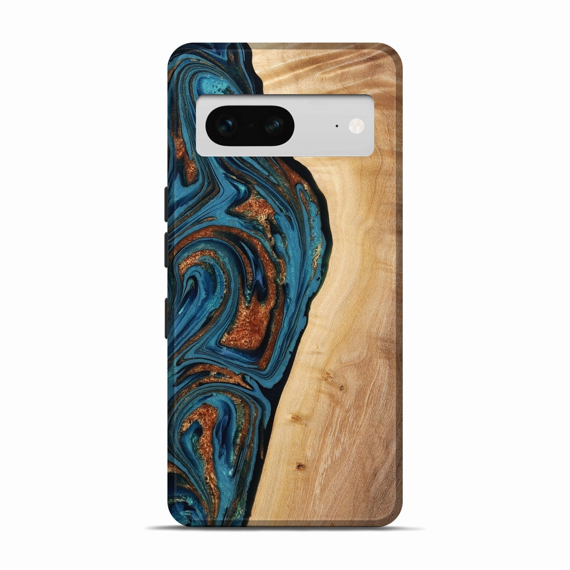 Pixel 7 Wood Live Edge Phone Case - Beatriz (Teal & Gold, 778998) Dustproof Cover Grip Friendly