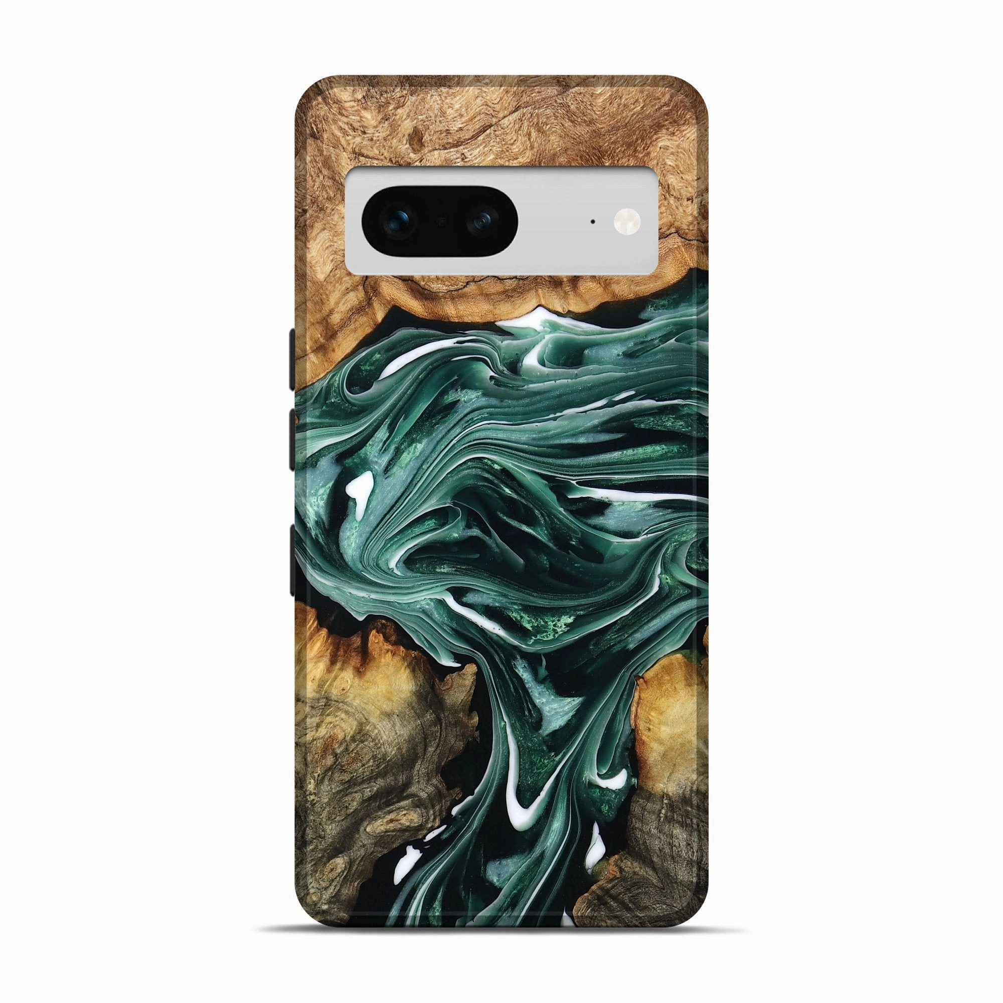 Pixel 7 Wood Live Edge Phone Case - Benson (Green, 776435) Oleophobic Coating Anti Spy Film