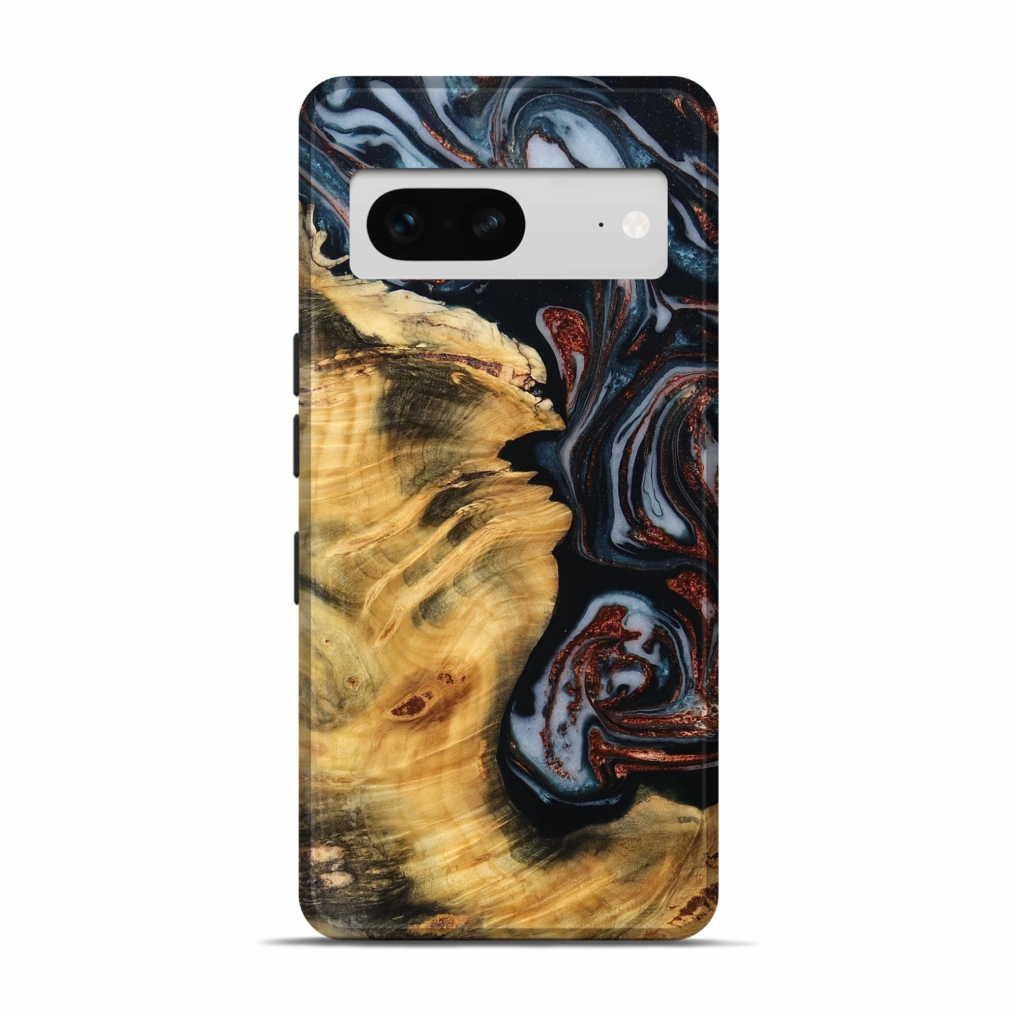 Tempered Glass Pixel 7 Wood Live Edge Phone Case - Bernard (Teal & Gold, 781009)