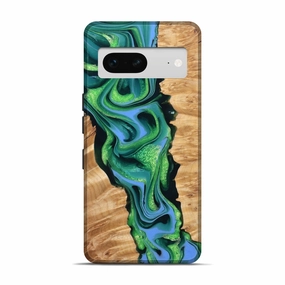 Scratch Resistant Glass Pixel 7 Wood Live Edge Phone Case - Bobby (Green, 777967)