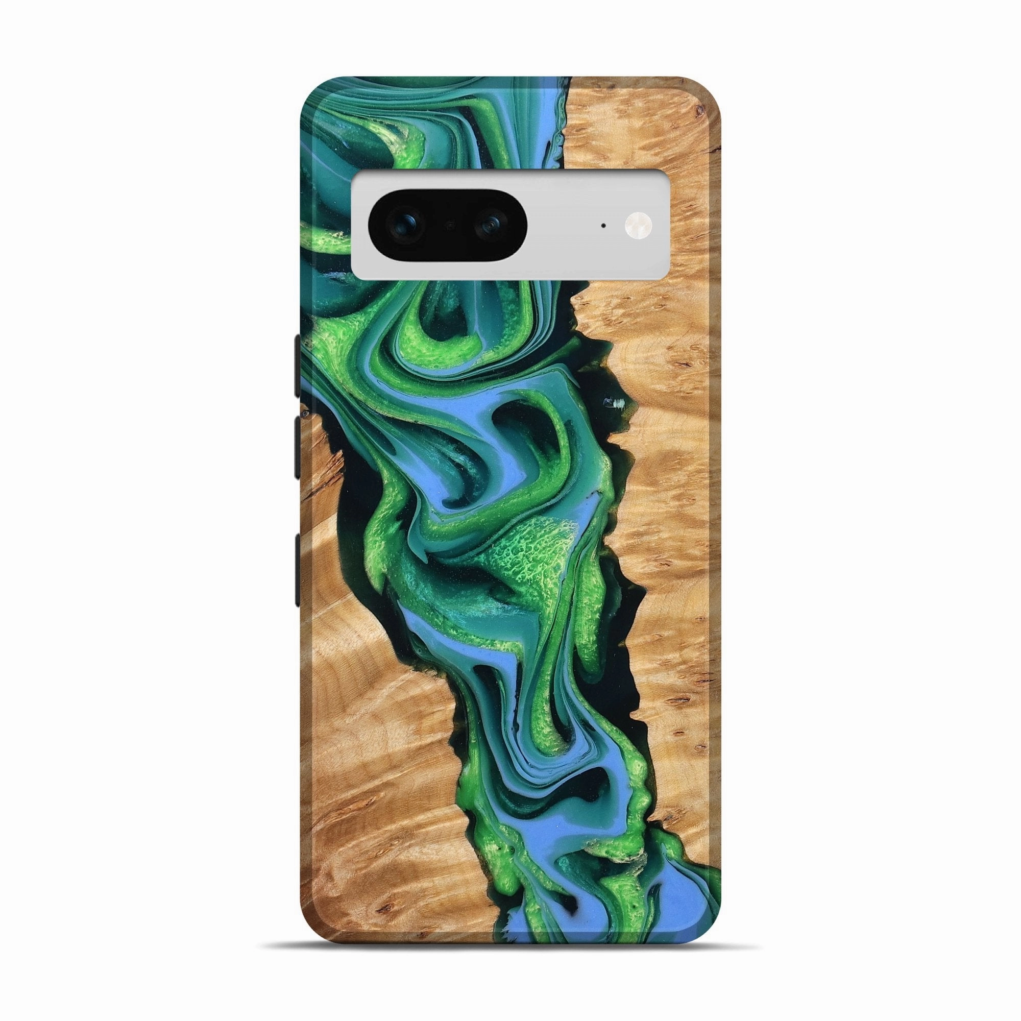 Scratch Resistant Glass Pixel 7 Wood Live Edge Phone Case - Bobby (Green, 777967)