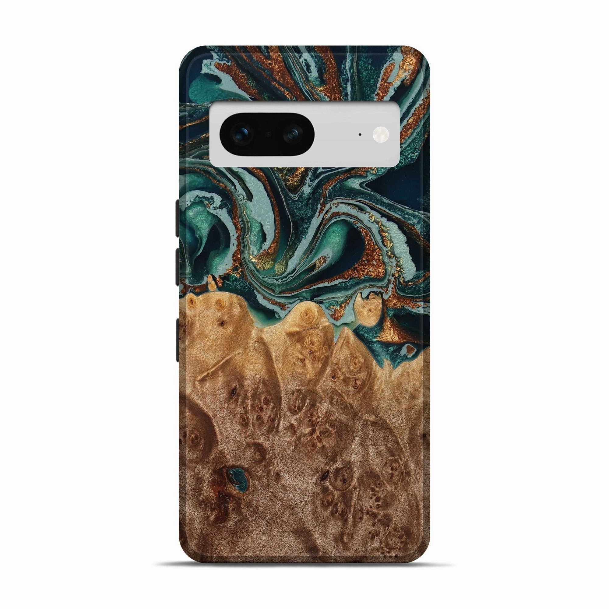 Pixel 7 Wood Live Edge Phone Case - Cayden (Green, 778508) Anti Scratch Coating Bubble Resistant Film