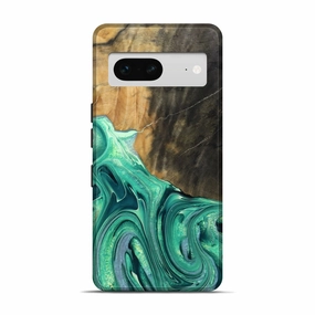 Pixel 7 Wood Live Edge Phone Case - Danelle (Green, 769213) Anti Fingerprint Film