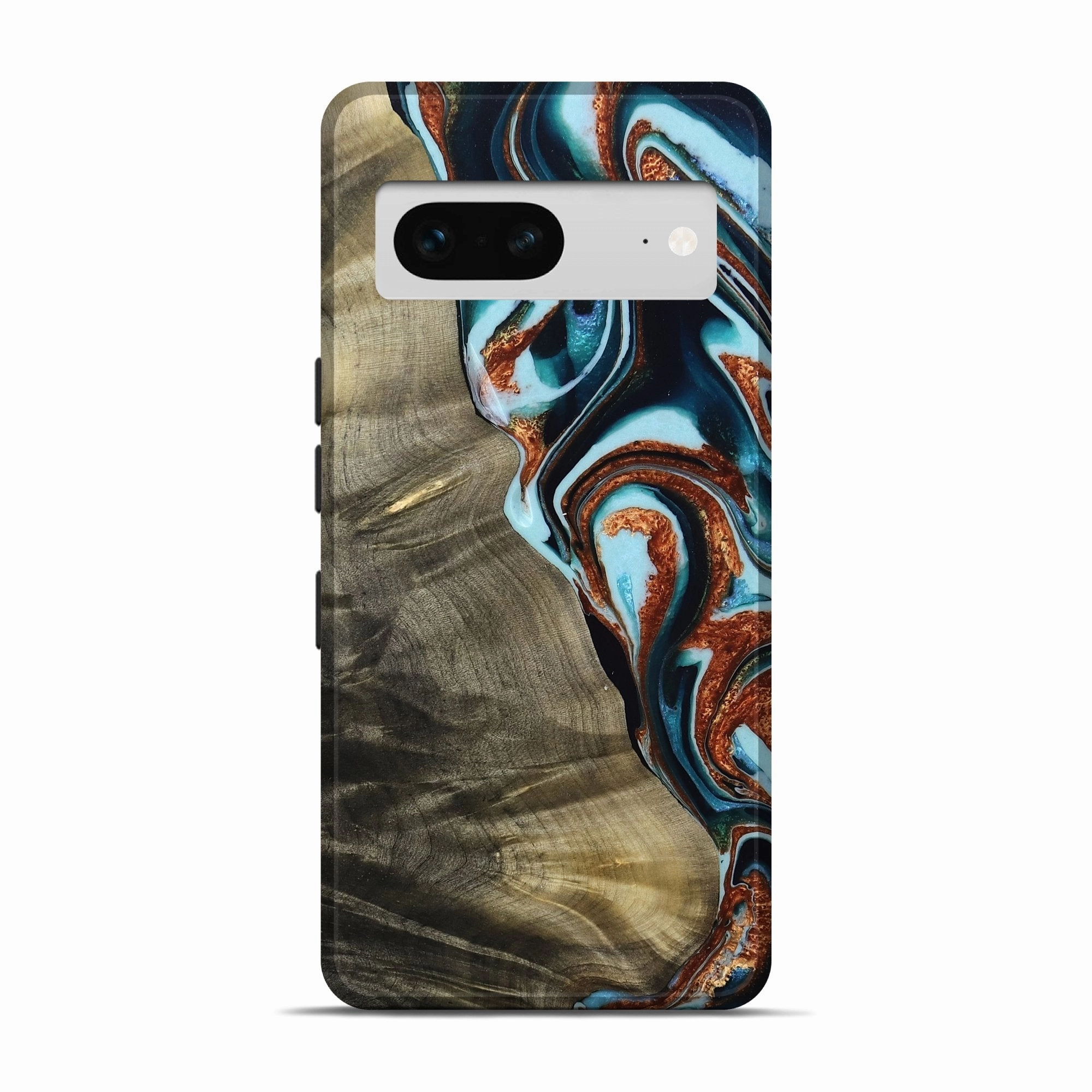 Pixel 7 Wood Live Edge Phone Case - Deanna (Teal & Gold, 765311) High Transparency