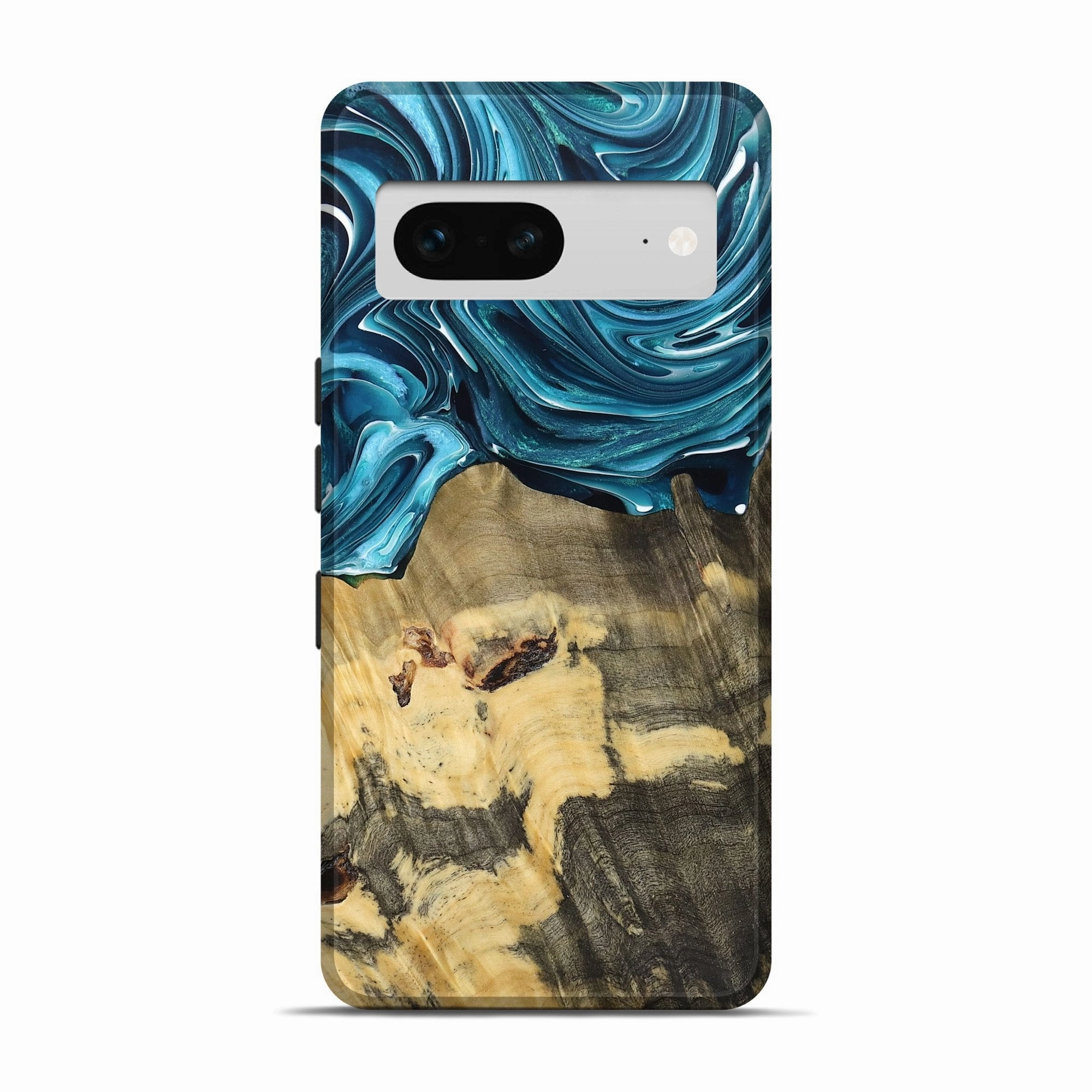 Anti Finger Grease Film Pixel 7 Wood Live Edge Phone Case - Demond (Blue, 768636)