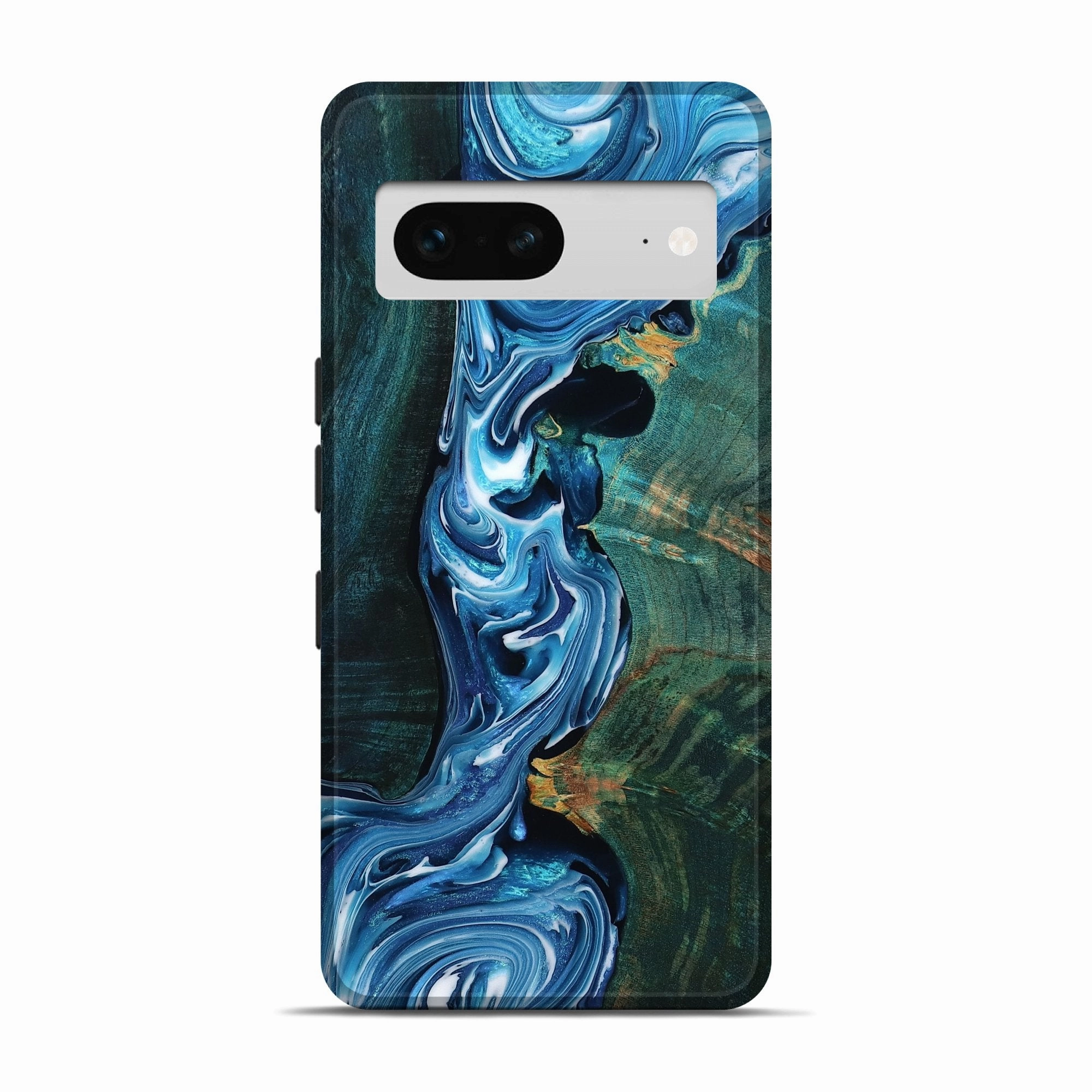 HD Clarity Anti Glare Film Pixel 7 Wood Live Edge Phone Case - Devin (Blue, 777369)