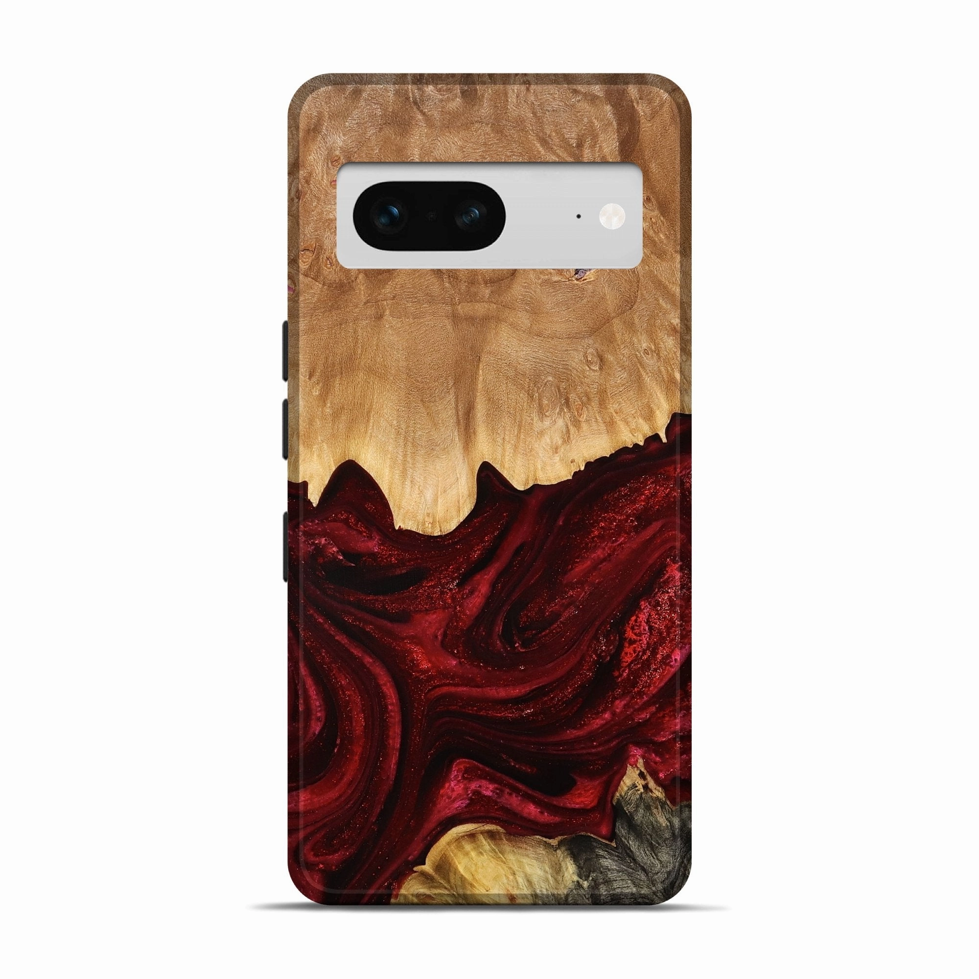 Pixel 7 Wood Live Edge Phone Case - Eddie (Red, 775962) Anti Finger Oil Coating