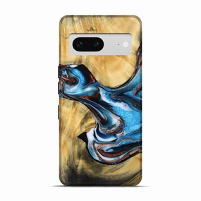 Pixel 7 Wood Live Edge Phone Case - Elwood (Teal & Gold, 781431) HD Screen Protector