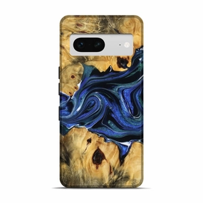 Pixel 7 Wood Live Edge Phone Case - Jaimie (Blue, 778776) Anti Finger Grease Film
