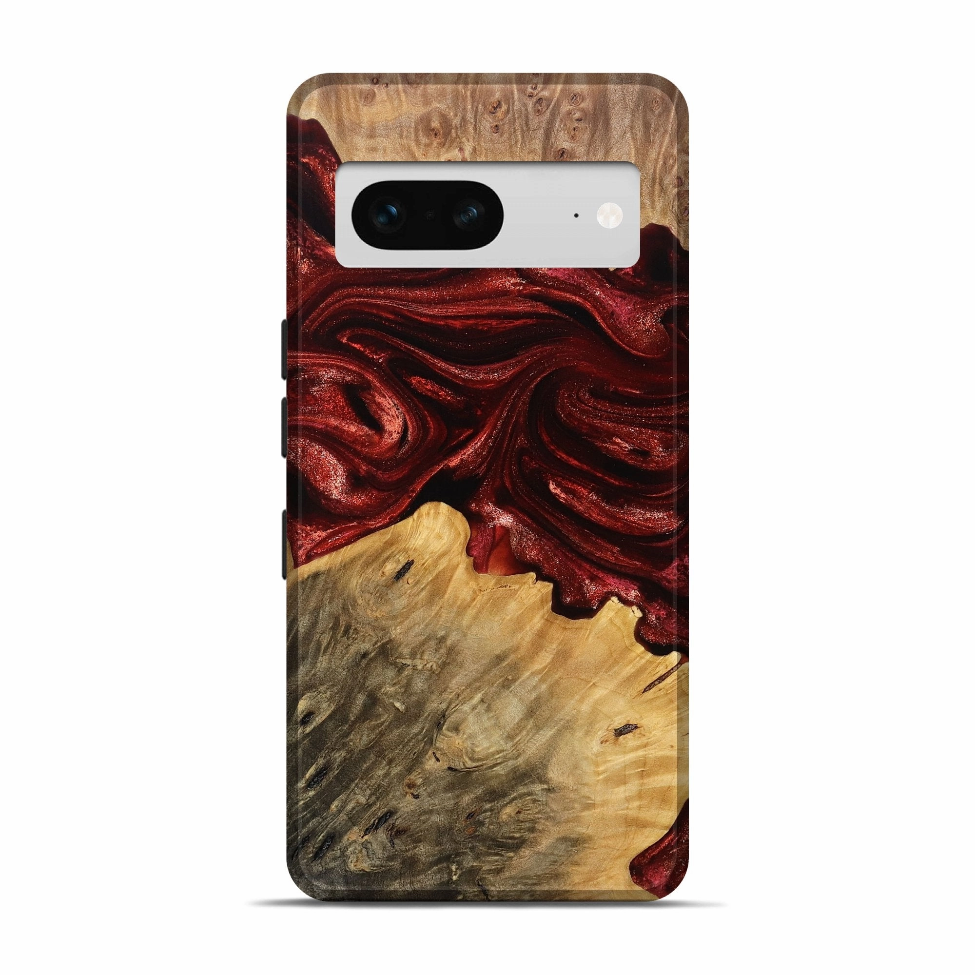 Pixel 7 Wood Live Edge Phone Case - Jair (Red, 777386) Raised Edges Anti Glare