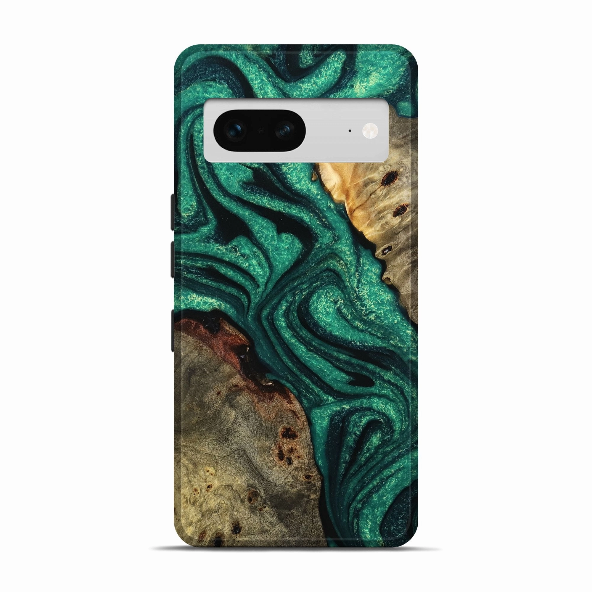 Pixel 7 Wood Live Edge Phone Case - Jeanna (Green, 776873) Fingerprint Shield Scratch Protection
