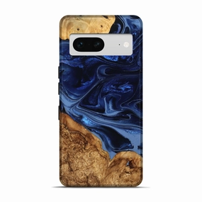 Anti Finger Grease Ultra Clear Pixel 7 Wood Live Edge Phone Case - Johnny (Blue, 777813)