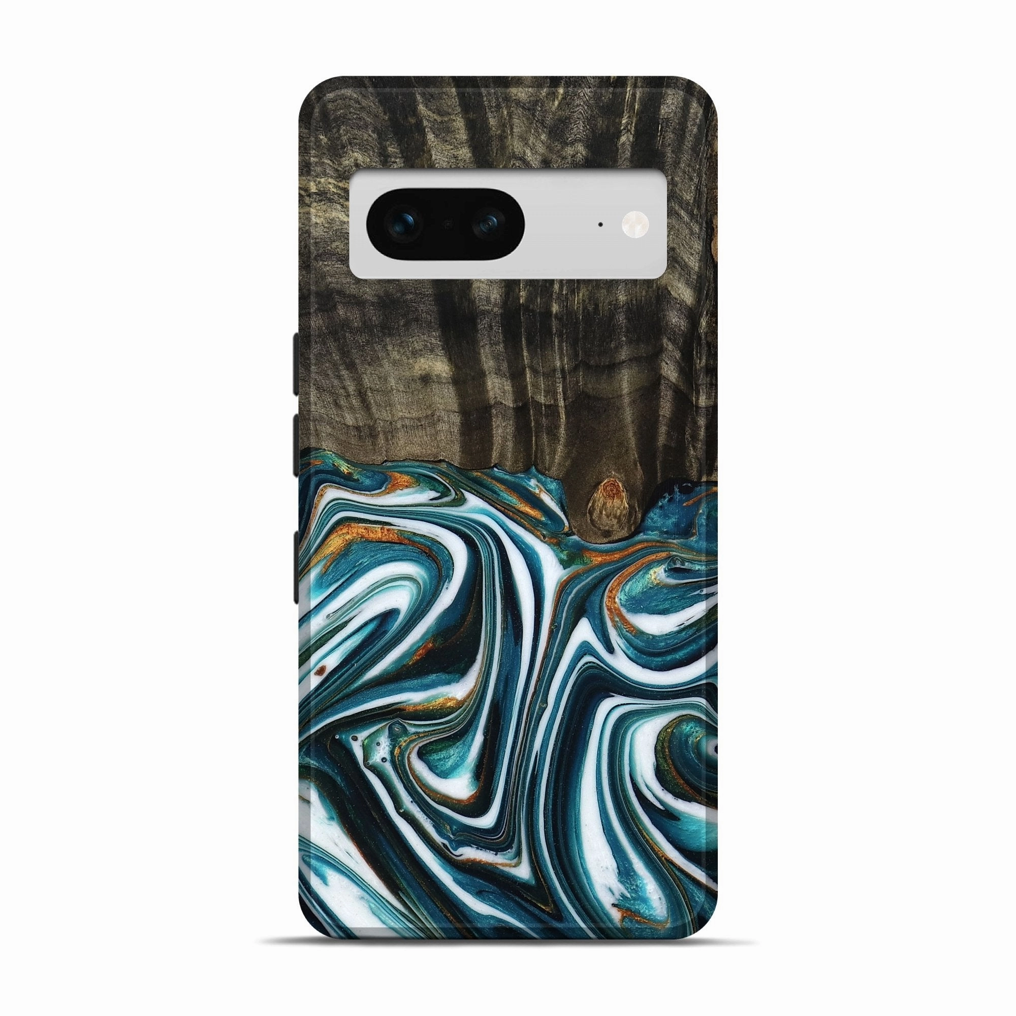 Pixel 7 Wood Live Edge Phone Case - Jolie (Teal & Gold, 778081) Protective Screen Anti Finger Oil Coating