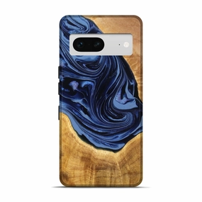 Pixel 7 Wood Live Edge Phone Case - Keely (Blue, 777812) Anti Reflection Screen Anti Blue Light