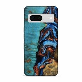Pixel 7 Wood Live Edge Phone Case - Ledger (Teal & Gold, 777383) Anti Finger Oil Coating HD Screen Protector