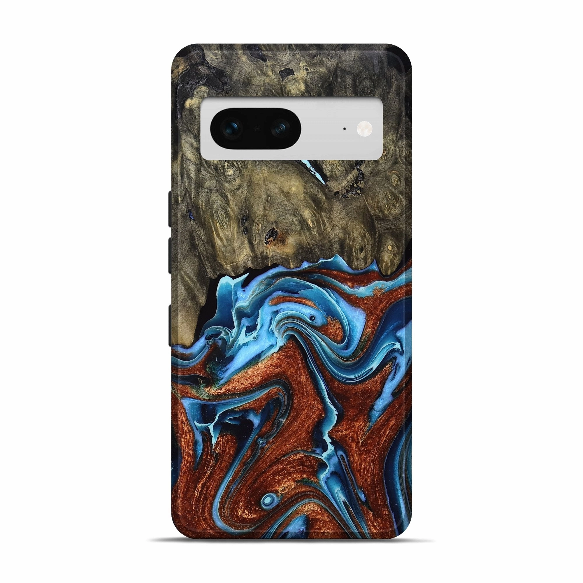 Pixel 7 Wood Live Edge Phone Case - Macie (Teal & Gold, 766941) HD Clarity Water Resistant