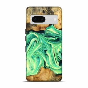 Drop Resistant Ultra Clear Pixel 7 Wood Live Edge Phone Case - Mandi (Green, 778754)