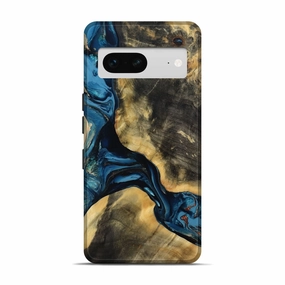 Anti Yellowing Pixel 7 Wood Live Edge Phone Case - Mohamed (Teal & Gold, 780321)