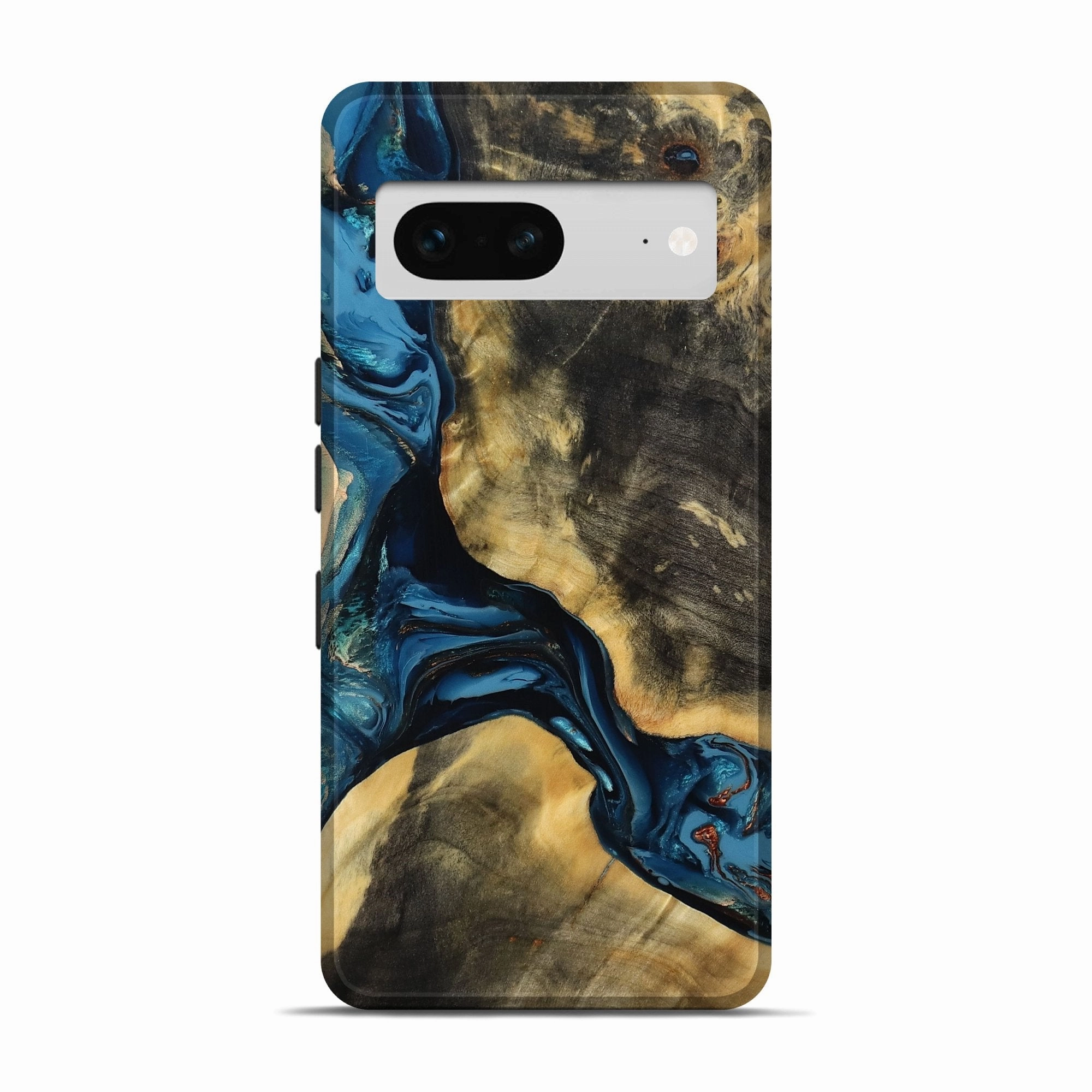 Anti Yellowing Pixel 7 Wood Live Edge Phone Case - Mohamed (Teal & Gold, 780321)