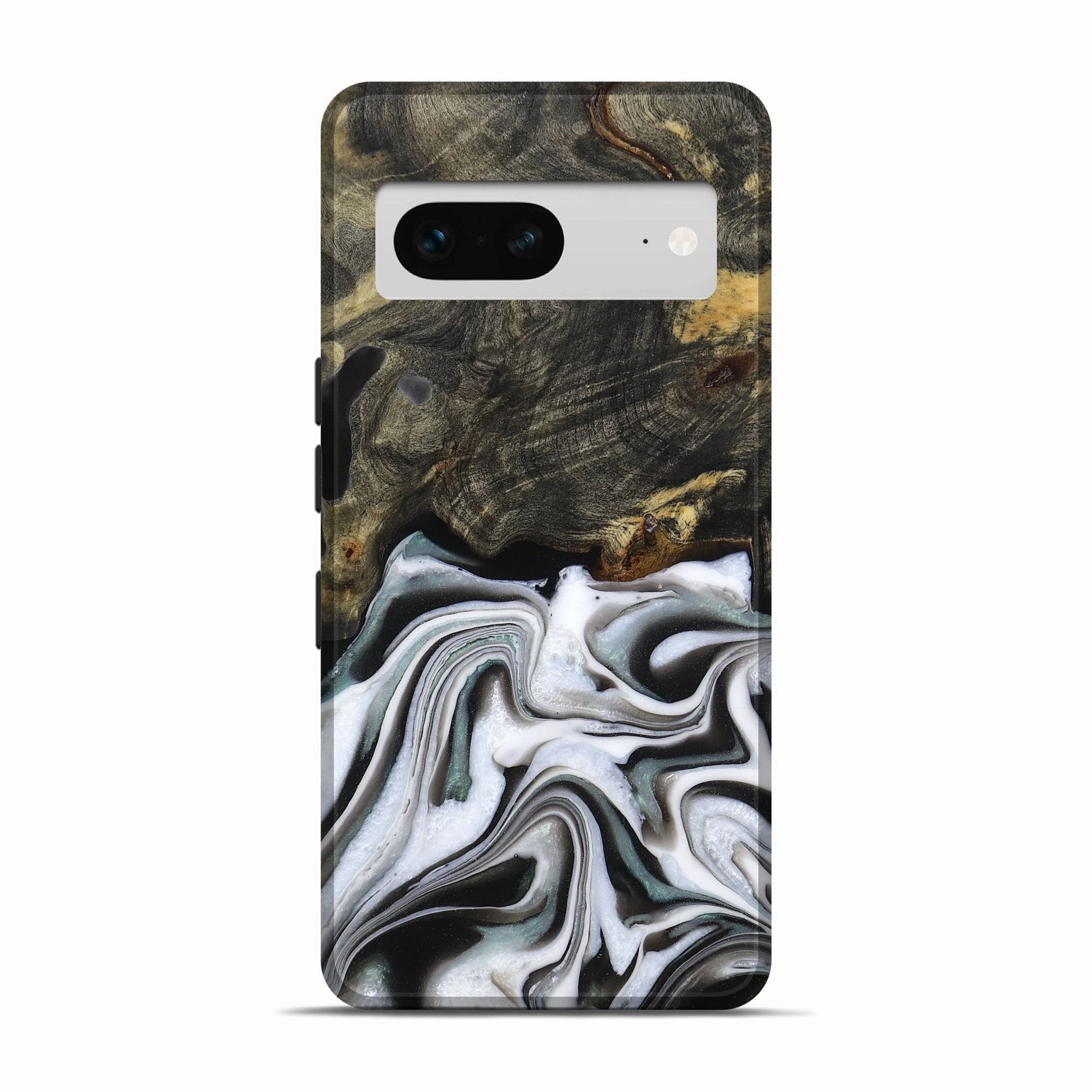 Oleophobic Coating Pixel 7 Wood Live Edge Phone Case - Stephen (Black & White, 781236)