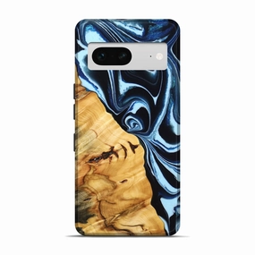 Anti Scratch Coating Pixel 7 Wood Live Edge Phone Case - Syreeta (Blue, 776889)