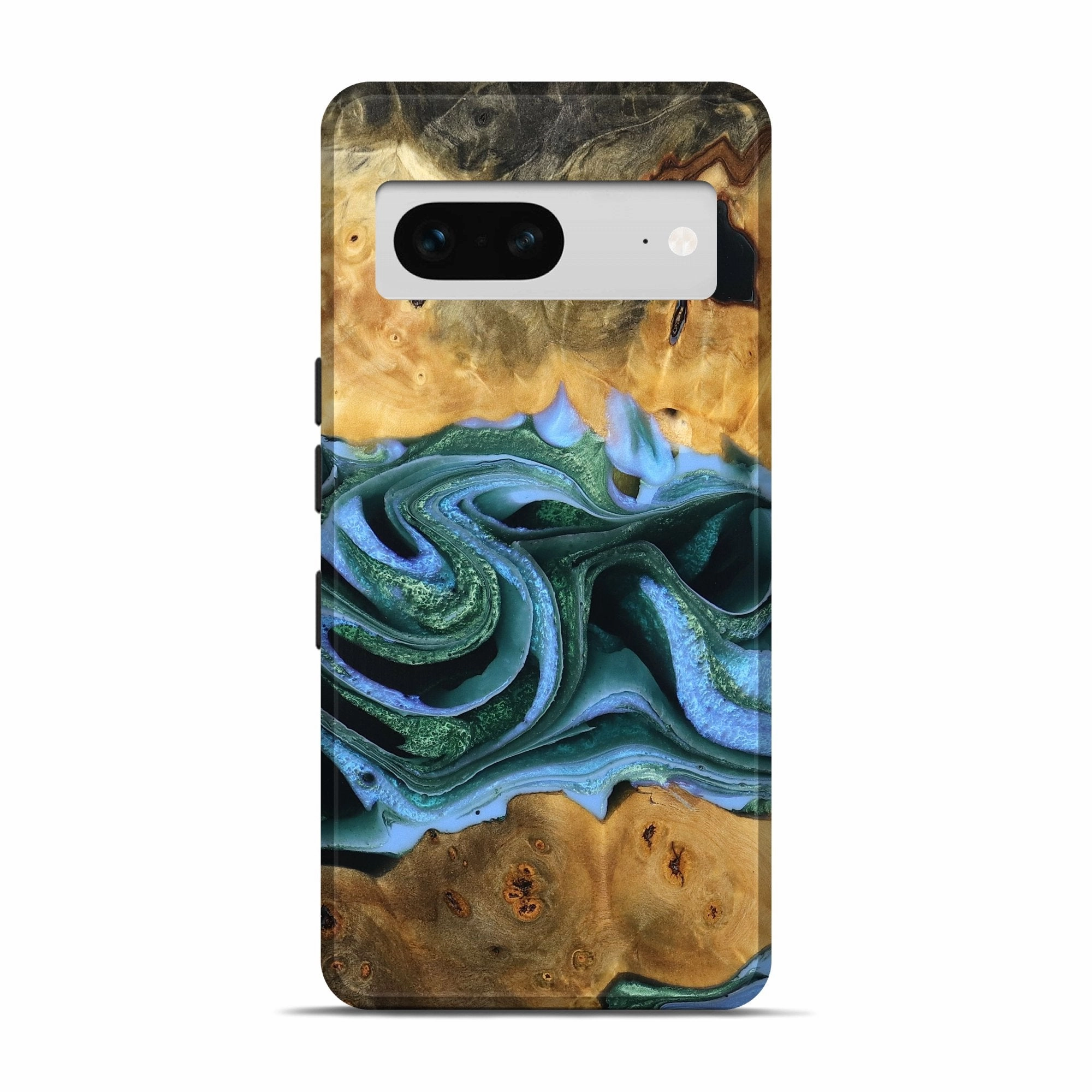 Anti Yellowing Anti Fingerprint Screen Pixel 7 Wood Live Edge Phone Case - Tara (Green, 778761)