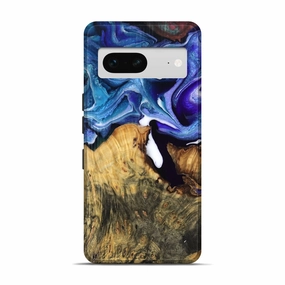 Pixel 7 Wood Live Edge Phone Case - Tatiana (Blue, 781015) Shatterproof Glass Water Resistant