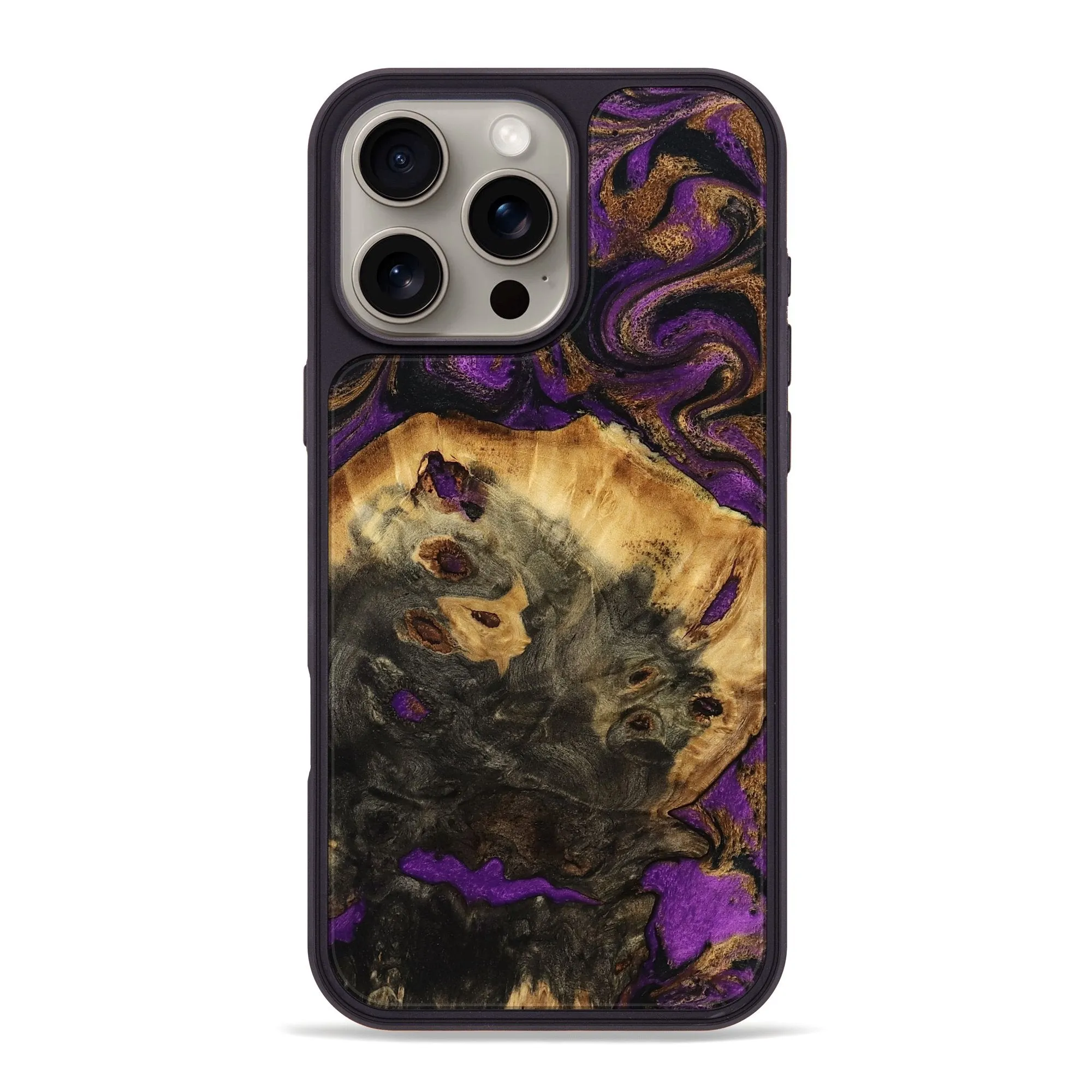 Iphone 16 Pro Max Wood Phone Case - Alfreda (Purple, 778664) Fingerprint Resistant Case Friendly