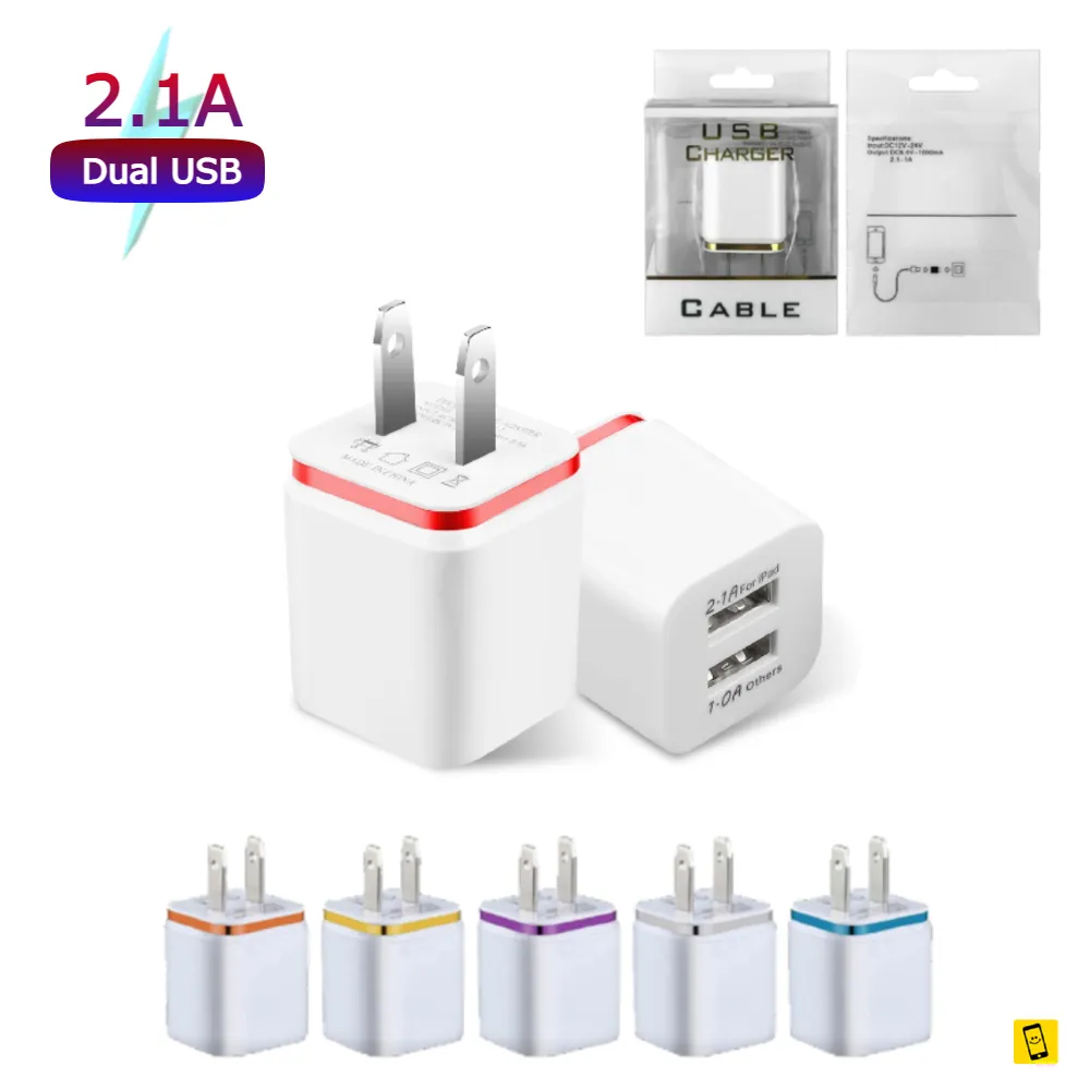 Durable Cable 5V 2.1/1A Dual Usb Wall Charger