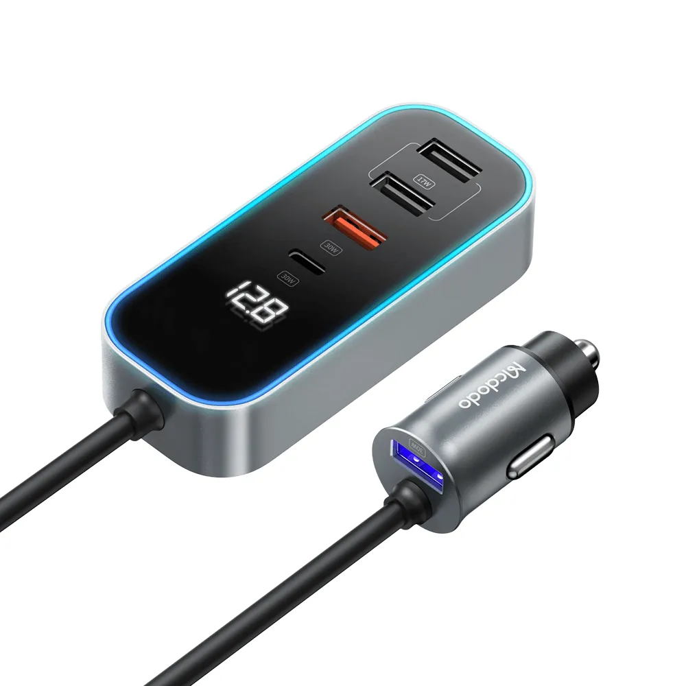 Anti Fray Cable Mcdodo 107W Car Charger(Digital Display, With Extension Cord)
