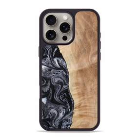 Fingerprint Repellent Anti Shock Screen Iphone 16 Pro Max Wood Phone Case - Lula (Black & White, 773302)