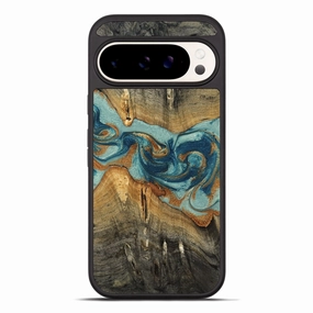 Pixel 10 Pro Xl Wood Phone Case - Damari (Teal & Gold, 780264) Fingerprint Free