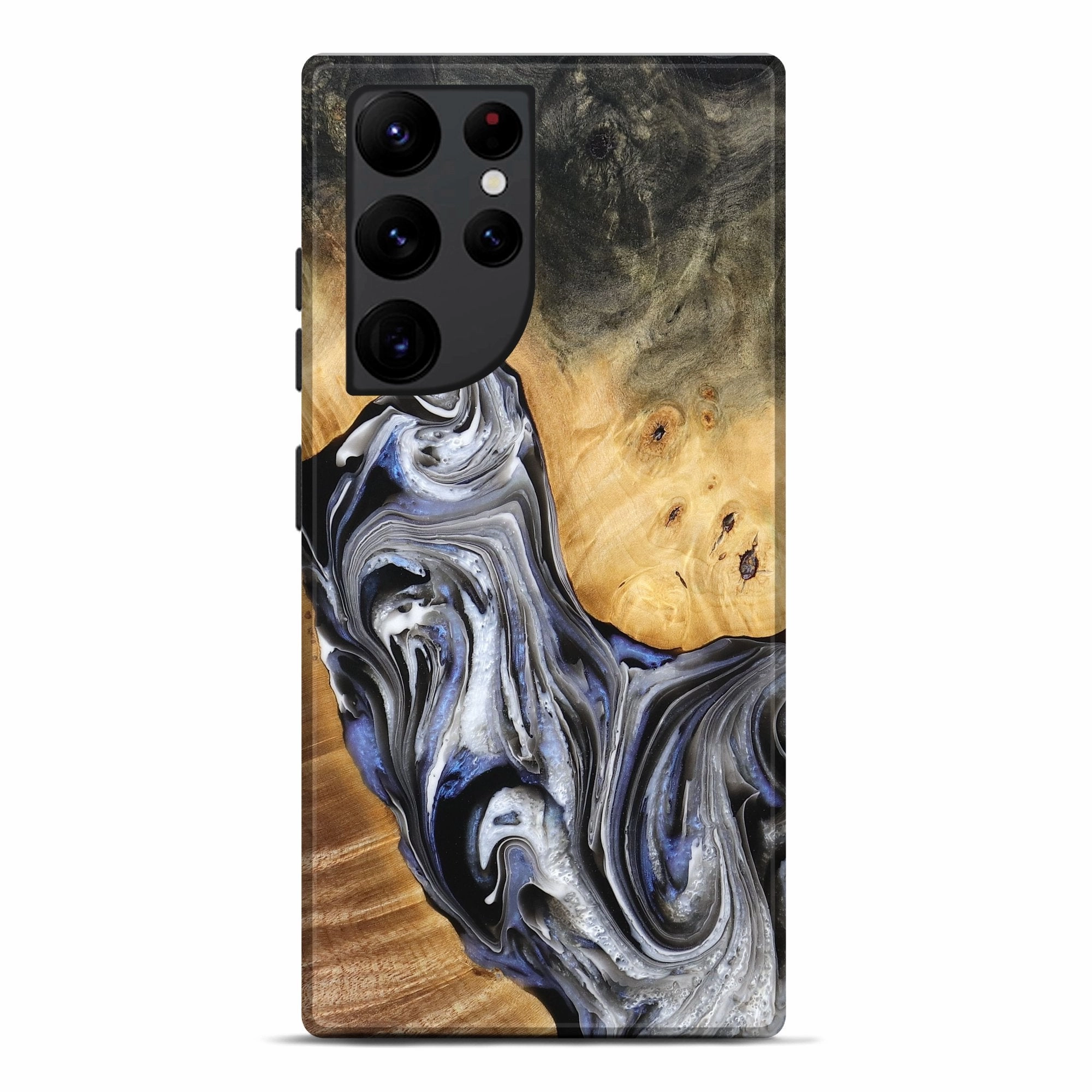 Galaxy S22 Ultra Wood Live Edge Phone Case - Chozen (Black & White, 778171) Scratch Resistant Glass Reinforced Corners