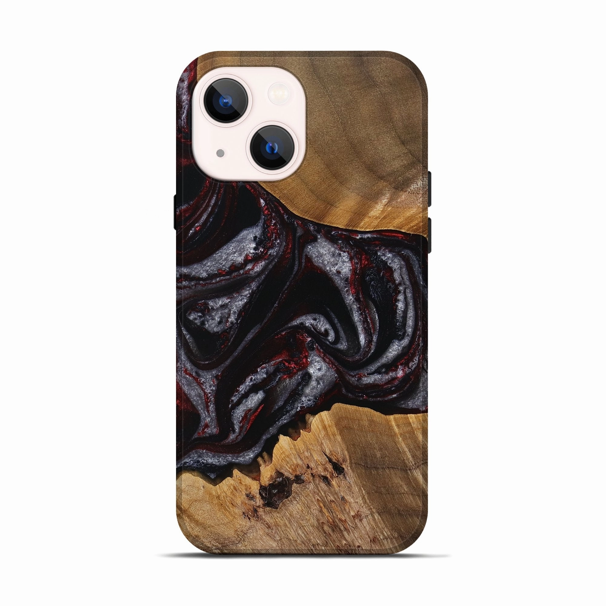 Fingerprint Resistant Coating Iphone 13 Wood Live Edge Phone Case - Shelba (Red, 767326)
