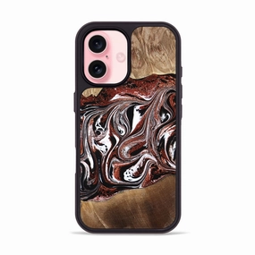 Screen Defense Iphone 16 Wood Phone Case - Brisa (Black & White, 769083)
