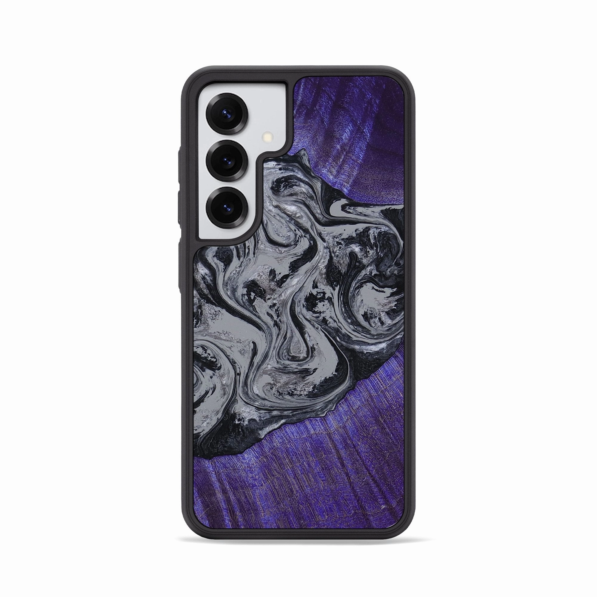 Galaxy S25 Wood Phone Case - Jaidyn (Black & White, 779566) Fingerprint Resistant High Transparency