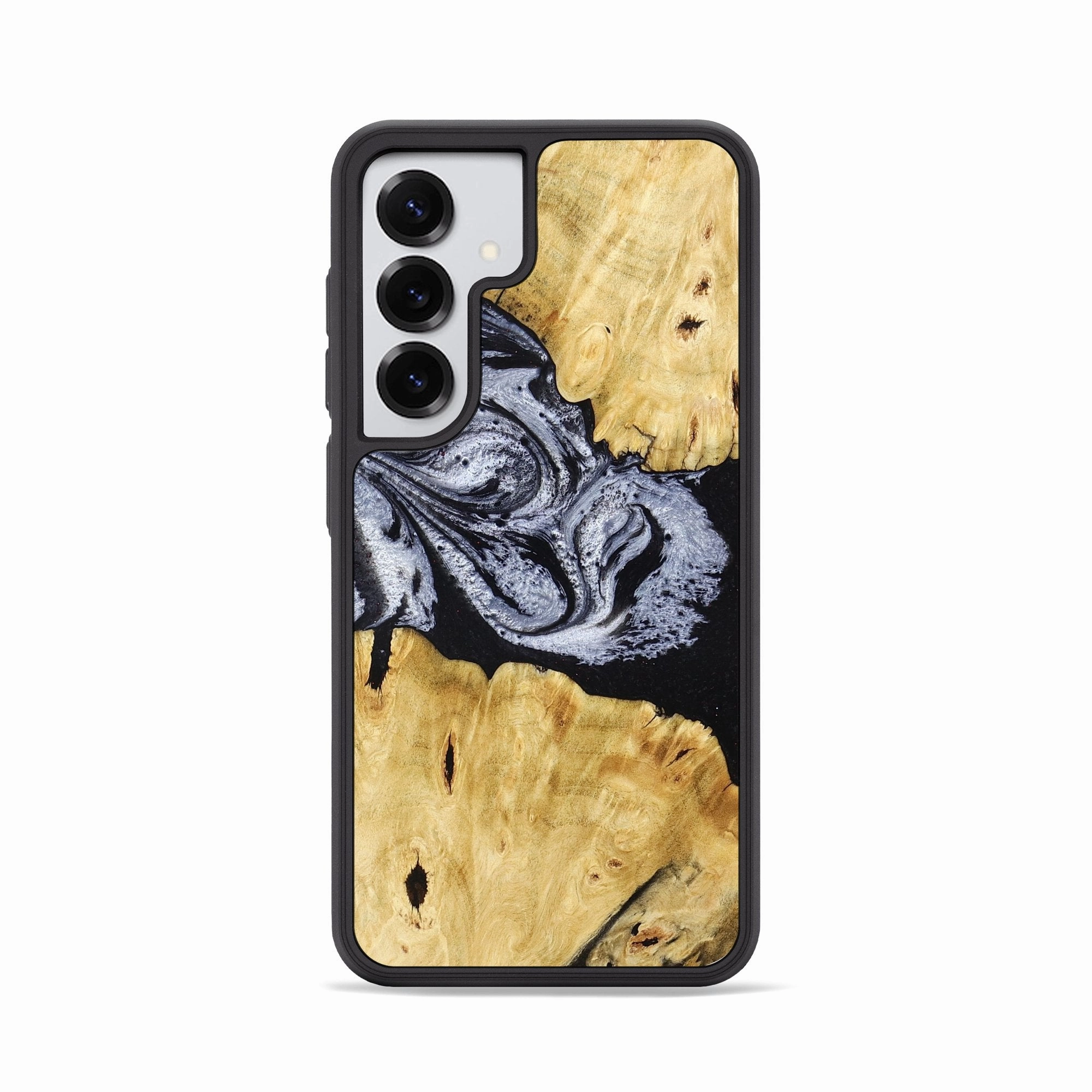 Galaxy S25 Wood Phone Case - Sherman (Black & White, 780968) Shock Proof Film Edge to Edge Protection