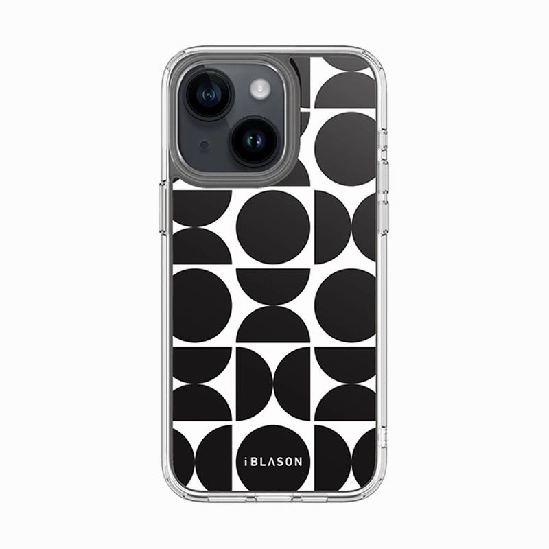 Anti Finger Grease Film Anti Spy Film Iphone 15 Plus Halo Magsafe Cute Phone Case - Black Retro Geometric