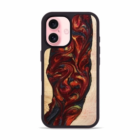 Iphone 16 Wood Phone Case - Grant (Red, 777577) Edge Protection Grip Friendly