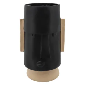 RESIN 10"DIA ANGRY COMIC FACE PLANTER, BLACK