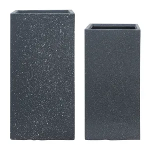 Resin, S/2 11/13"D Square Nested Planters, Dk Gray