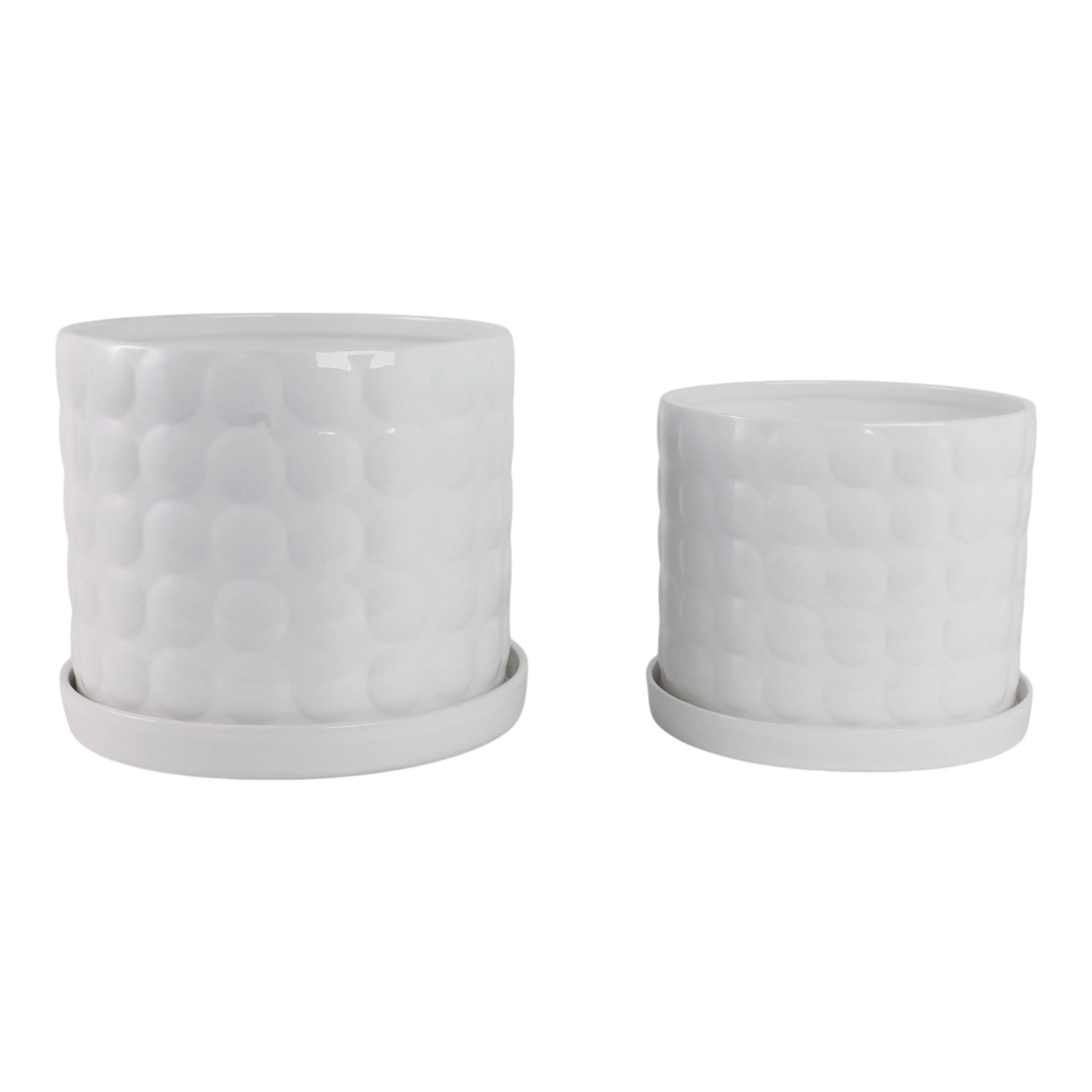 S/2 10/12" Bubble Planter, White