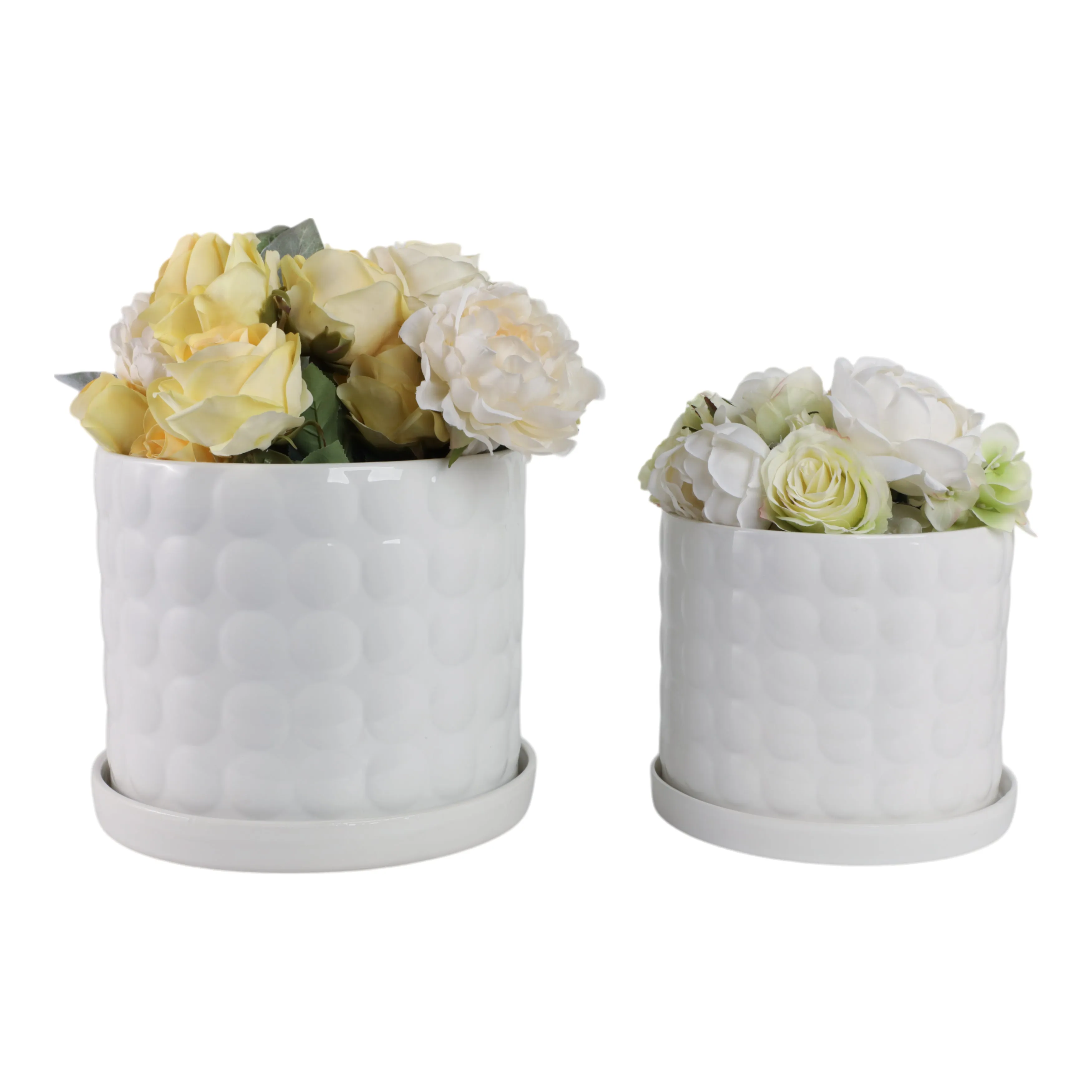 S/2 10/12" Bubble Planter, White