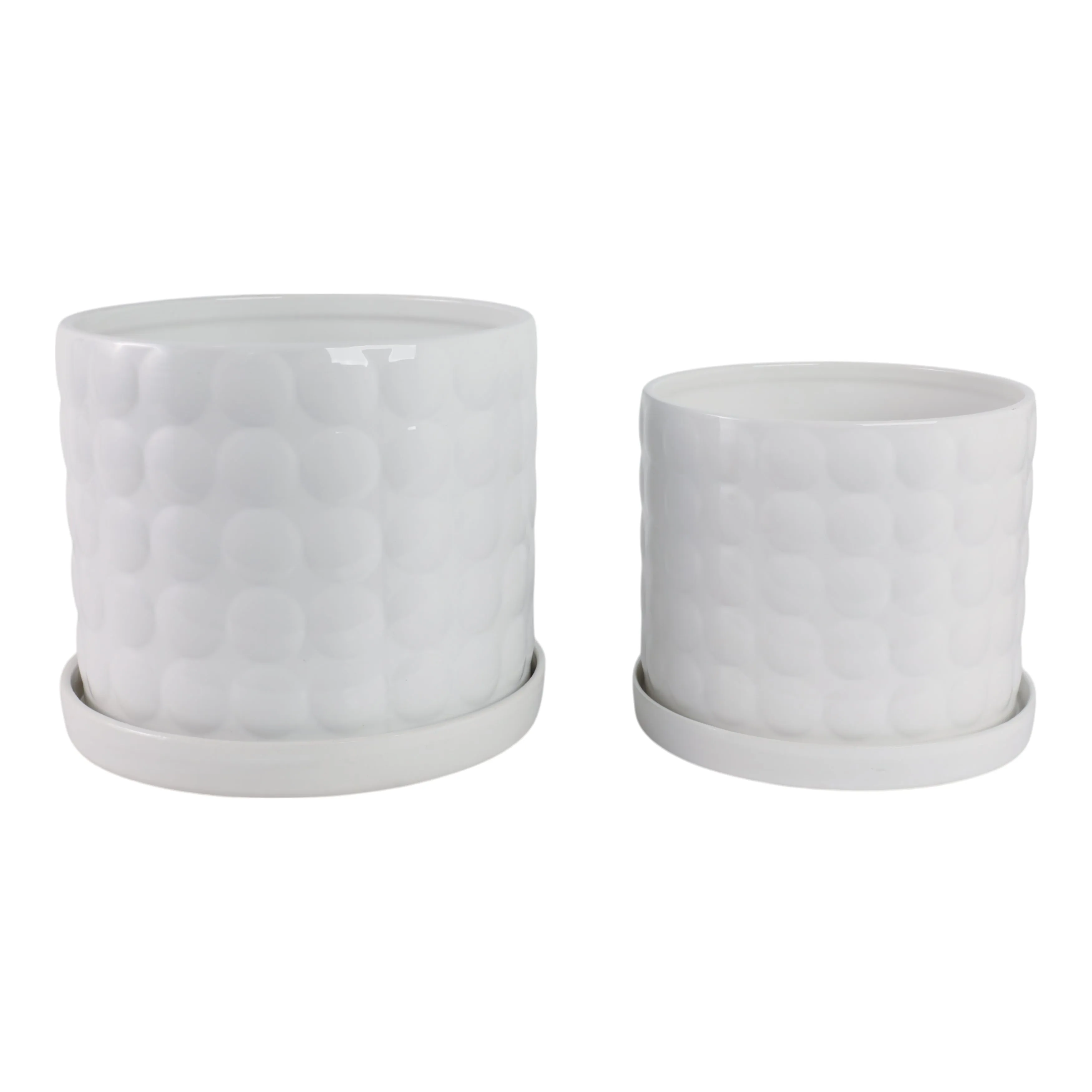 S/2 10/12" Bubble Planter, White
